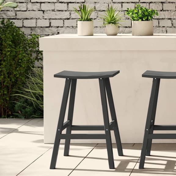 WestinTrends Malibu HDPE Outdoor Patio 29" Bar Stool Saddle Seat, Gray