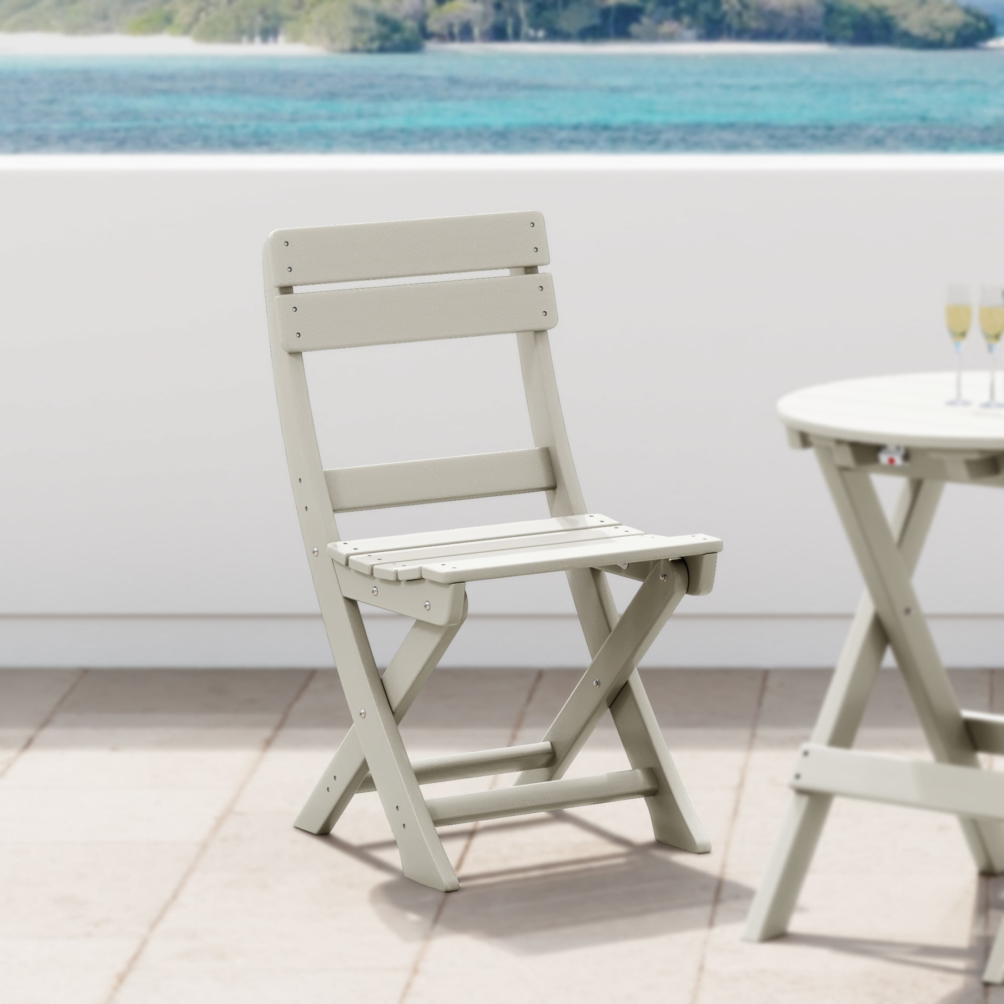 WestinTrends Malibu HDPE Outdoor Patio Modern Folding Dining Chair, Sand