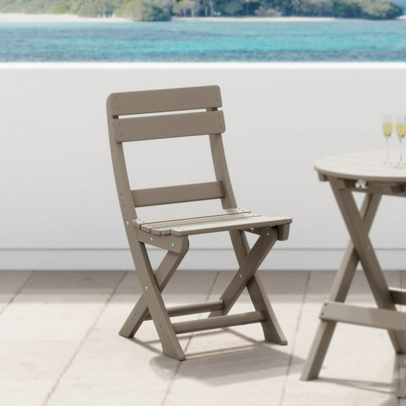 WestinTrends Malibu HDPE Outdoor Patio Modern Folding Dining Chair, Weathered Wood