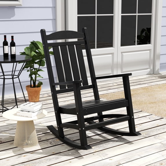 WestinTrends Malibu Outdoor Patio HDPE Classic Rocking Chair - Porch Rocker, Weather-Resistant, Black