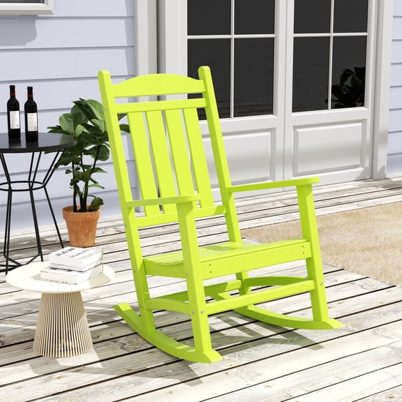 WestinTrends Malibu HDPE Patio Porch Outdoor Rocking Chair, Lime