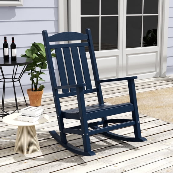 WestinTrends Malibu Outdoor Patio HDPE Classic Rocking Chair - Porch Rocker, Weather-Resistant, Navy Blue