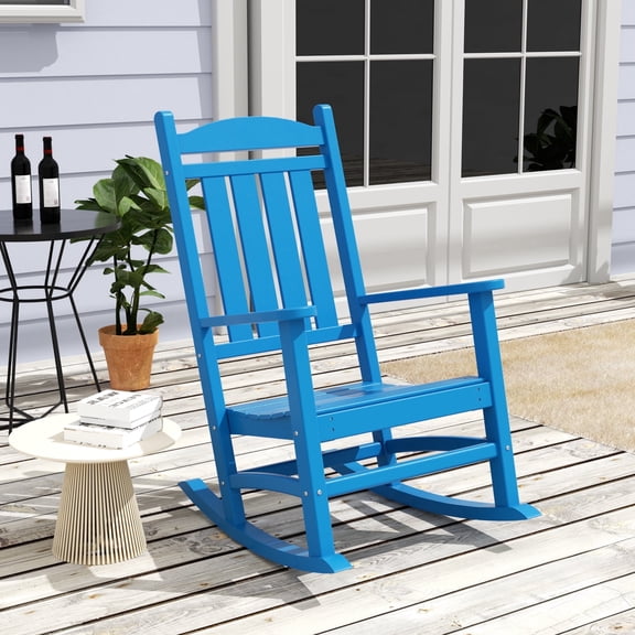 WestinTrends Malibu Outdoor Patio HDPE Classic Rocking Chair - Porch Rocker, Weather-Resistant, Pacific Blue