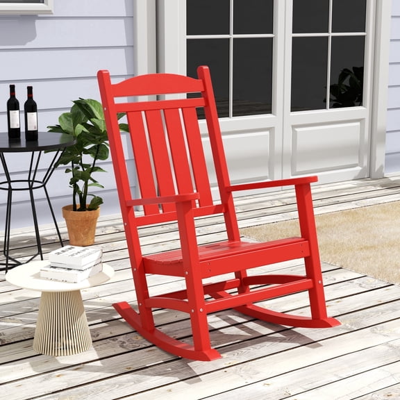 WestinTrends Malibu Outdoor Patio HDPE Classic Rocking Chair - Porch Rocker, Weather-Resistant, Red
