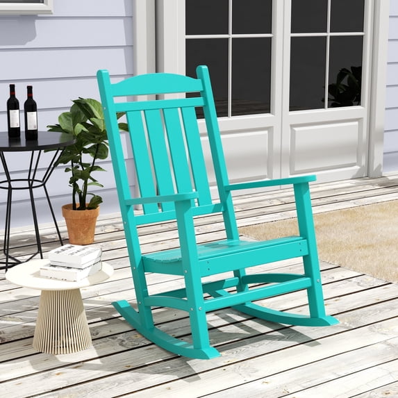 WestinTrends Malibu Outdoor Patio HDPE Classic Rocking Chair - Porch Rocker, Weather-Resistant, Turquoise