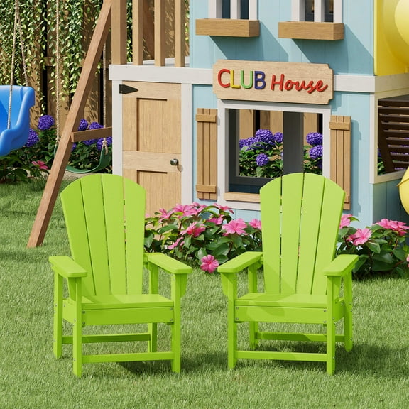 WestinTrends Malibu Kids Outdoor Adirondack Plastic Patio Chair (Set of 2), Lime
