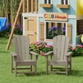 thumbnail image 1 of WestinTrends Malibu Kids Outdoor Adirondack Plastic Patio Chair (Set of 2), Weathered Wood, 1 of 15