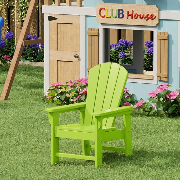 WestinTrends Malibu Kids Outdoor HDPE Adirondack Plastic Patio Chair, Lime