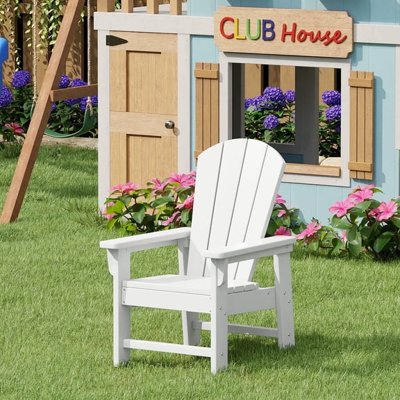 WestinTrends Malibu Kids Outdoor HDPE Adirondack Plastic Patio Chair, White