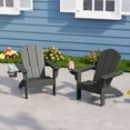 thumbnail image 1 of WestinTrends Malibu Kids Outdoor HDPE Plastic Adirondack Patio Chairs with Cup Holders (Set of 2), Gray, 1 of 14