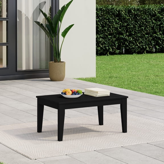 WestinTrends Malibu Low Outdoor HDPE Patio Rectangle Coffee Table, Black