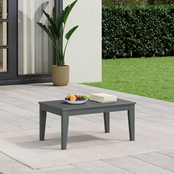 WestinTrends Malibu Low Outdoor HDPE Patio Rectangle Coffee Table, Gray