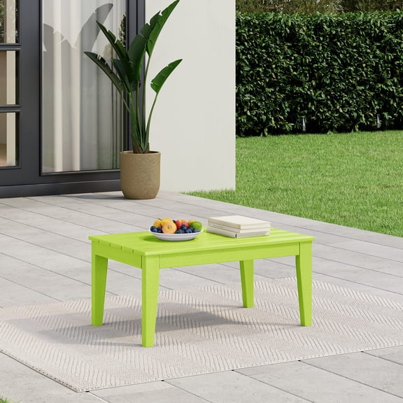 WestinTrends Malibu Low Outdoor HDPE Patio Rectangle Coffee Table, Lime