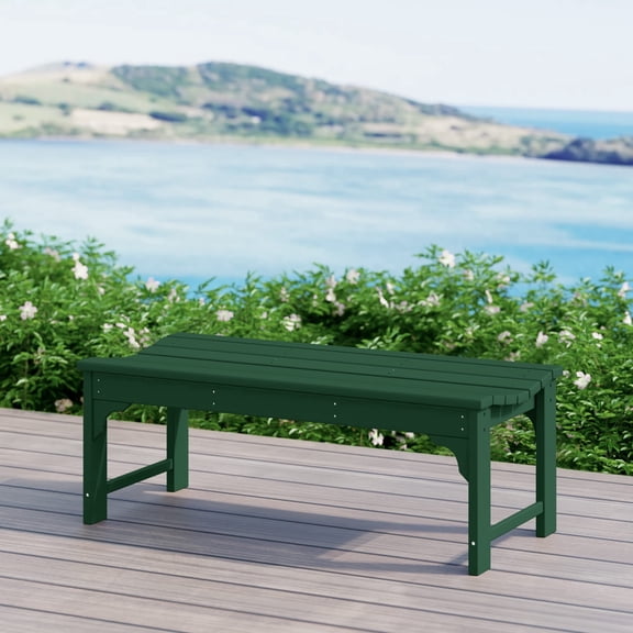 WestinTrends Malibu 46" Outdoor Backless Patio Bench – All-Weather Poly Lumber Garden Bench, Dark Green