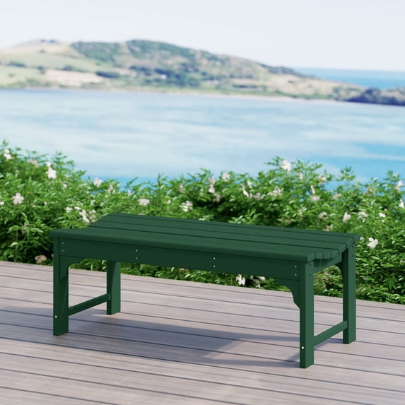 WestinTrends Malibu 46" length backless Outdoor Garden Bench, Dark Green