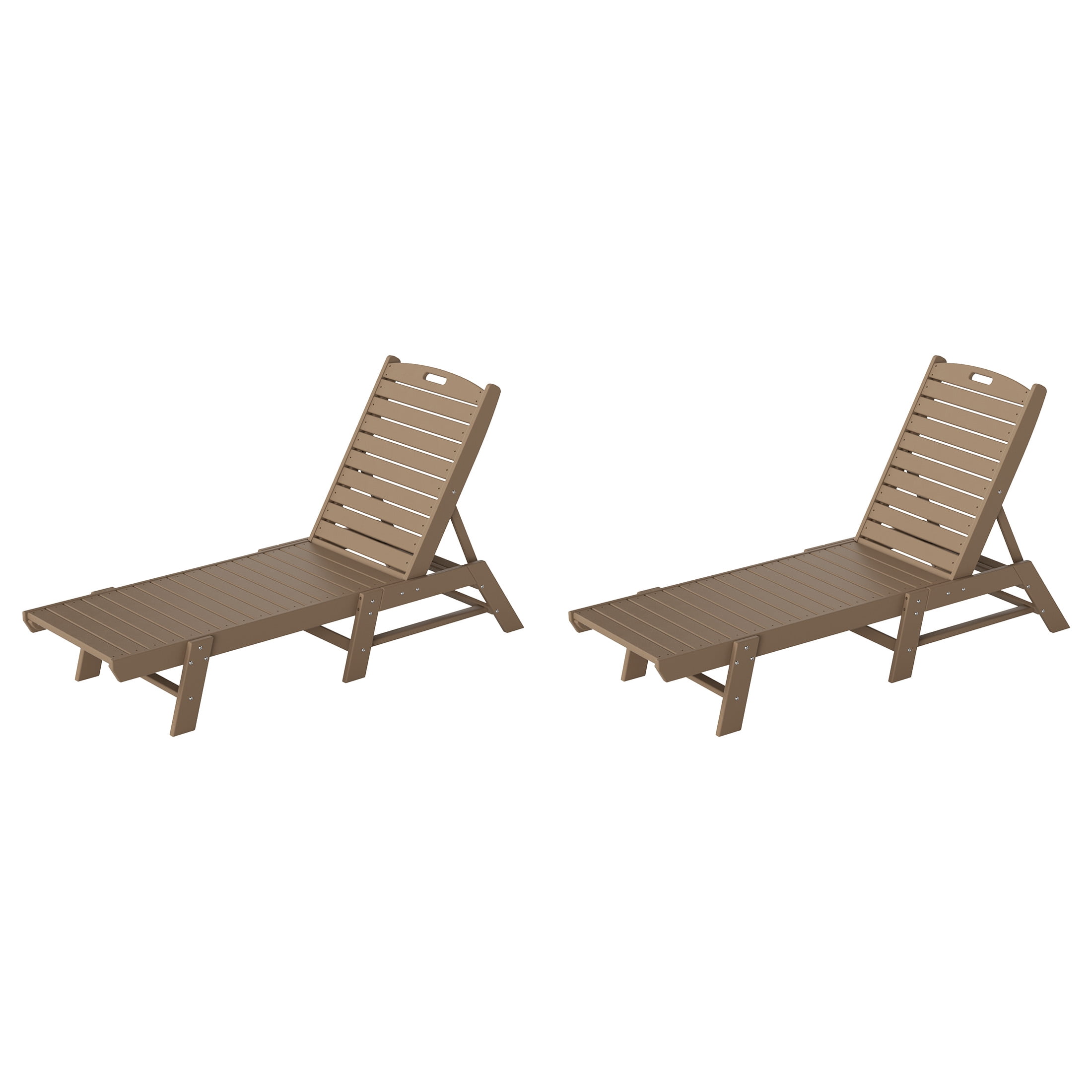 Weathered Wood Armless Adjustable Outdoor Chaise Lounge Set