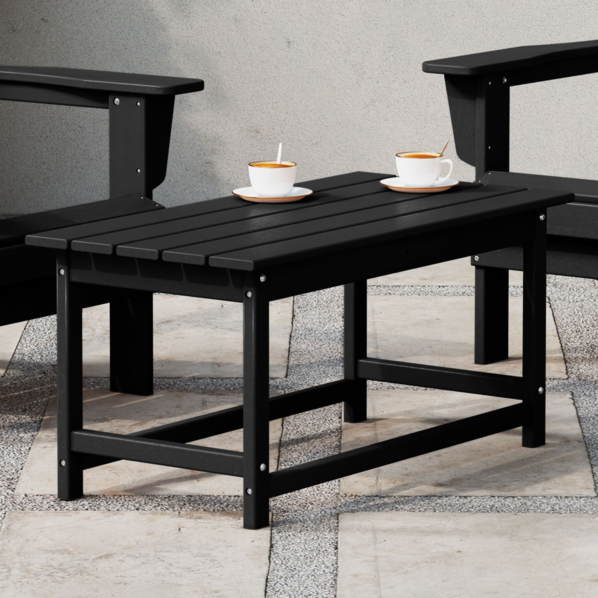 Walmart discount codes: WestinTrends Malibu Outdoor Coffee Table, 35" x 17.5" All Weather Poly Lumber Patio Adirondack Coffee Table for Garden Lawn Porch Balcony, Black