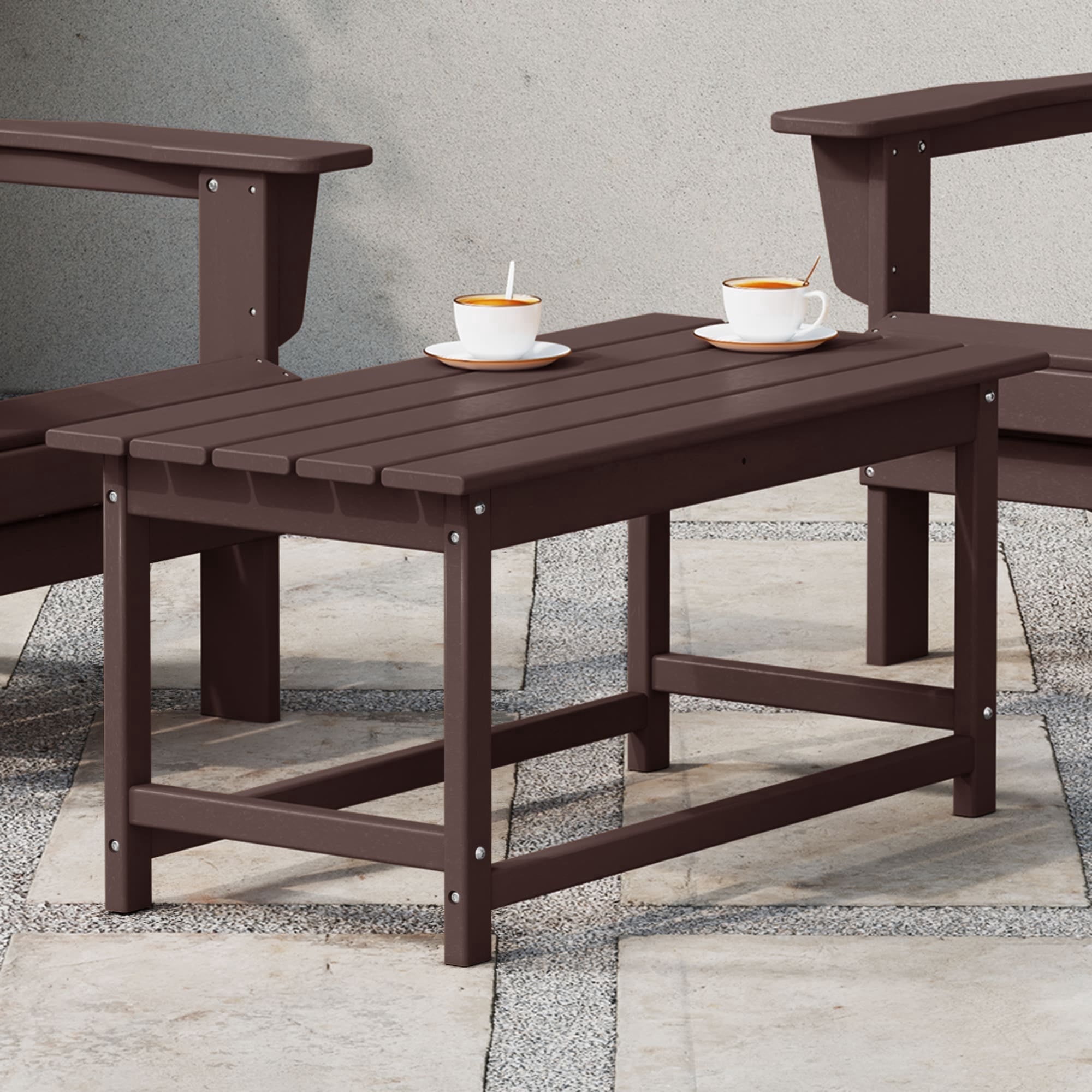 WestinTrends Malibu Patio Outdoor Coffee Table – 35" All-Weather Poly Lumber Adirondack Porch Table, Dark Brown
