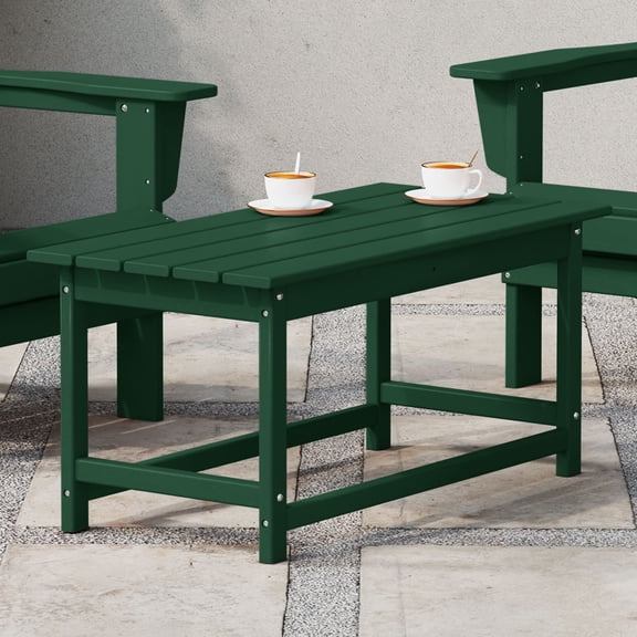 WestinTrends Malibu Patio Outdoor Coffee Table – 35" All-Weather Poly Lumber Adirondack Porch Table, Dark Green
