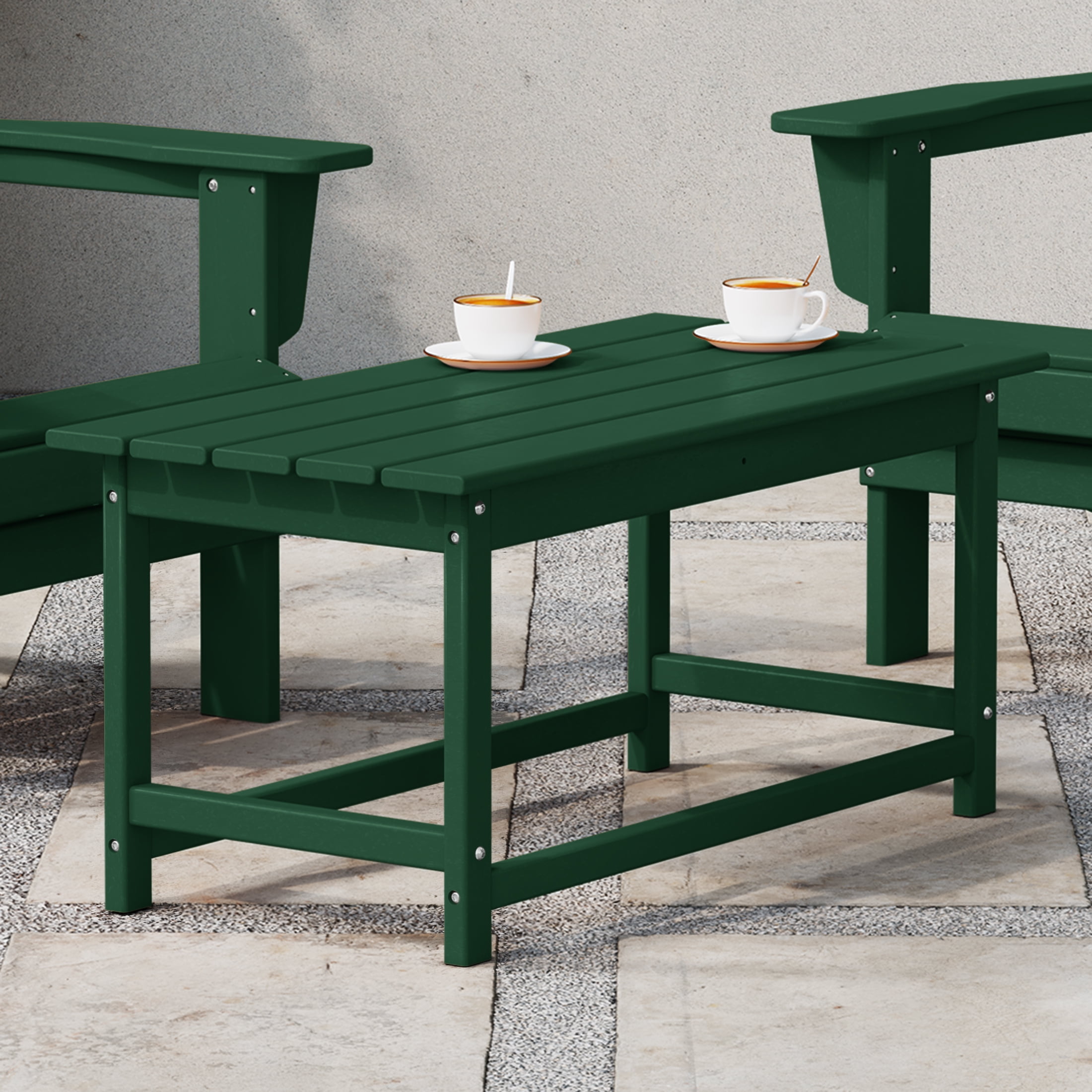 Malibu Dark Green HDPE Rectangular Outdoor Coffee Table