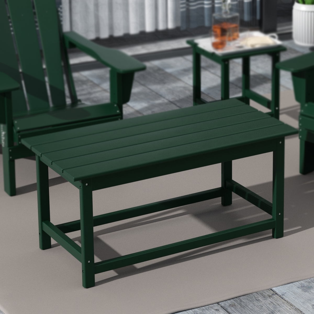 Malibu Dark Green HDPE Rectangular Outdoor Coffee Table