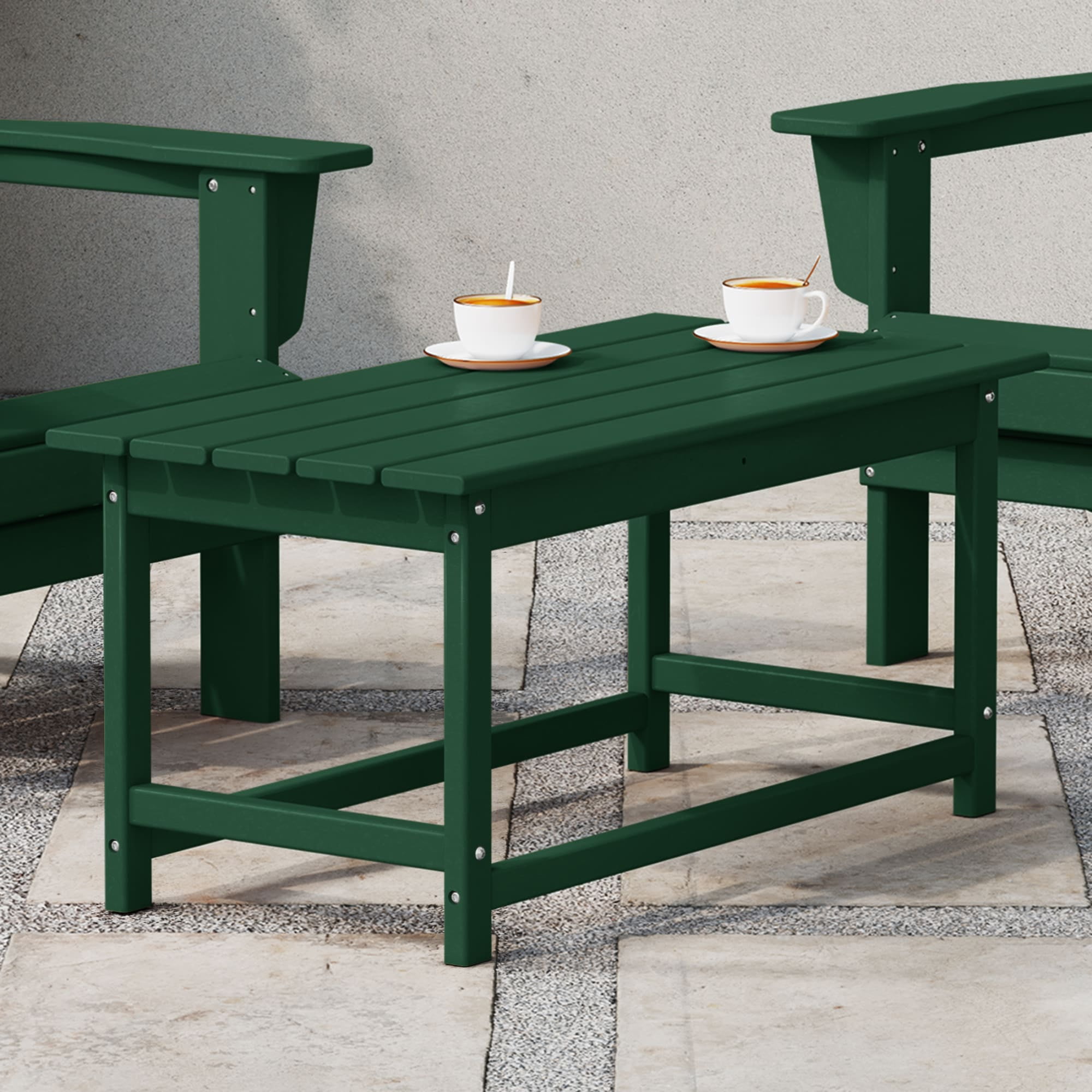 Malibu Dark Green HDPE Rectangular Outdoor Coffee Table