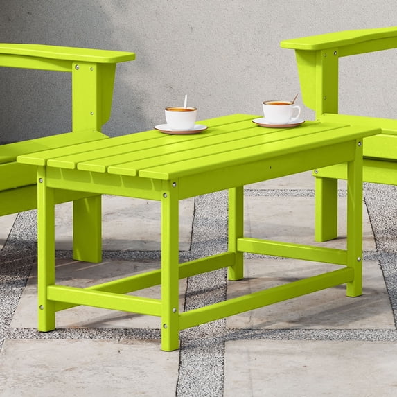 WestinTrends Malibu Patio Outdoor Coffee Table – 35" All-Weather Poly Lumber Adirondack Porch Table, Lime