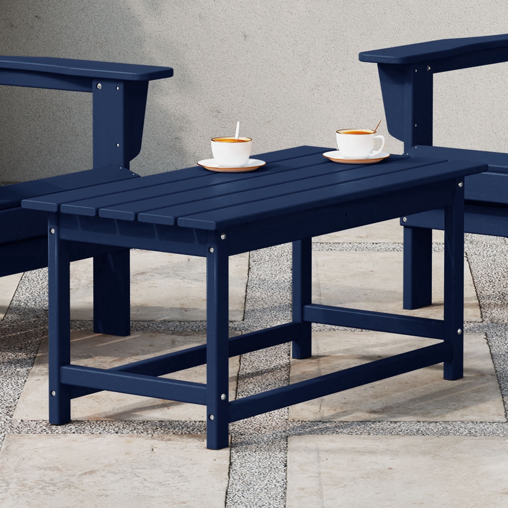 WestinTrends Malibu Patio Outdoor Coffee Table – 35" All-Weather Poly Lumber Adirondack Porch Table, Navy Blue