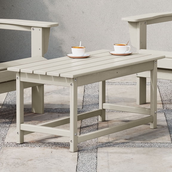 WestinTrends Malibu Patio Outdoor Coffee Table – 35" All-Weather Poly Lumber Adirondack Porch Table, Sand