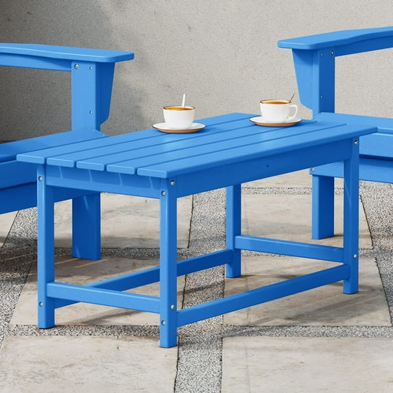 WestinTrends Malibu Outdoor Coffee Table, 35" x 17.5" All Weather Poly Lumber Patio Adirondack Coffee Table for Garden Lawn Porch Balcony, Pacific Blue