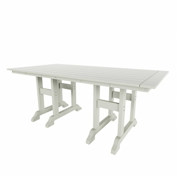 WestinTrends Malibu Outdoor Dining Table for 6, All Weather Poly Lumber Adirondack 71" Trestle Long Dining Table with Umbrella Hole, Sand