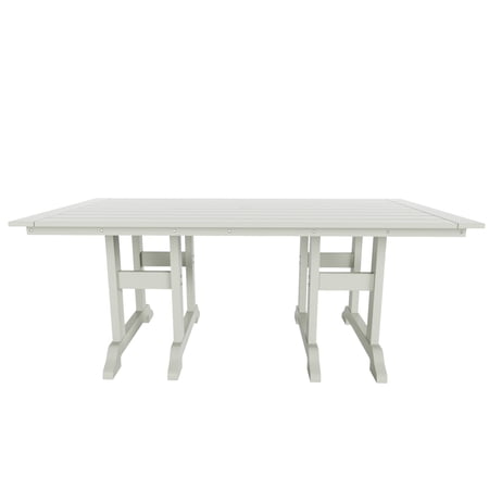 WestinTrends Malibu Outdoor Dining Table for 6, All Weather Poly Lumber Adirondack 71" Trestle Long Dining Table with Umbrella Hole, Sand