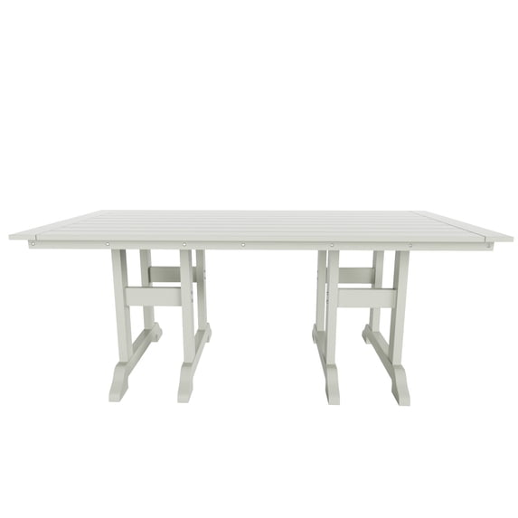 WestinTrends Malibu Outdoor Dining Table for 6, All Weather Poly Lumber Adirondack 71" Trestle Long Dining Table with Umbrella Hole, Sand