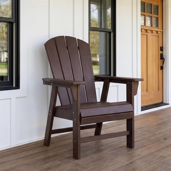 WestinTrends Malibu Outdoor HDPE Plastic Modern Adirondack Chair With Easy On & Easy Off Seat Design, Dark Brown