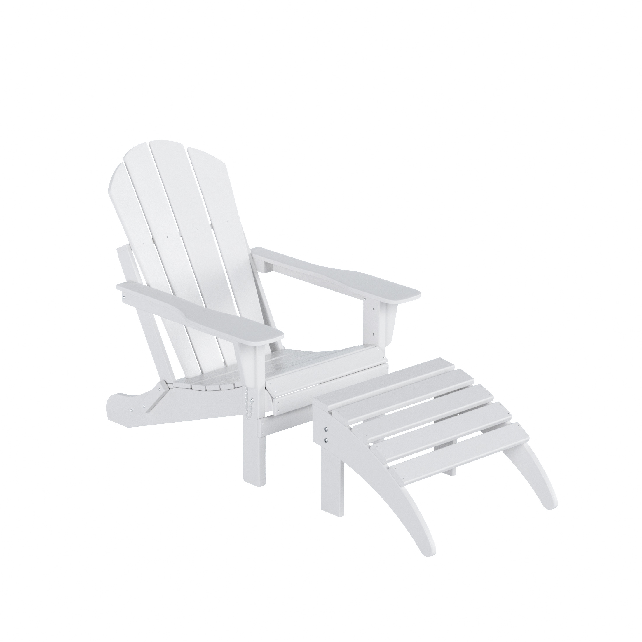 WestinTrends Malibu Outdoor Lounge Chair, 2-Pieces Adirondack Chair Set with Ottoman, All Weather Poly Lumber Patio Lawn Folding Chairs for Outside Pool Garden Backyard Beach, White - image 1 of 6