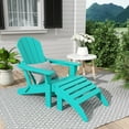 thumbnail image 1 of WestinTrends Malibu Outdoor Lounge Chair, 2-Pieces Adirondack Chair Set with Ottoman, All Weather Poly Lumber Patio Lawn Folding Chairs for Outside Pool Garden Backyard Beach, Turquoise, 1 of 14