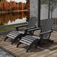 thumbnail image 1 of WestinTrends Malibu Outdoor Lounge Chair Set, 4-Pieces Adirondack Chair Set of 2 with Ottoman, All Weather Poly Lumber Patio Lawn Folding Chair for Outside Pool Beach, Gray, 1 of 13