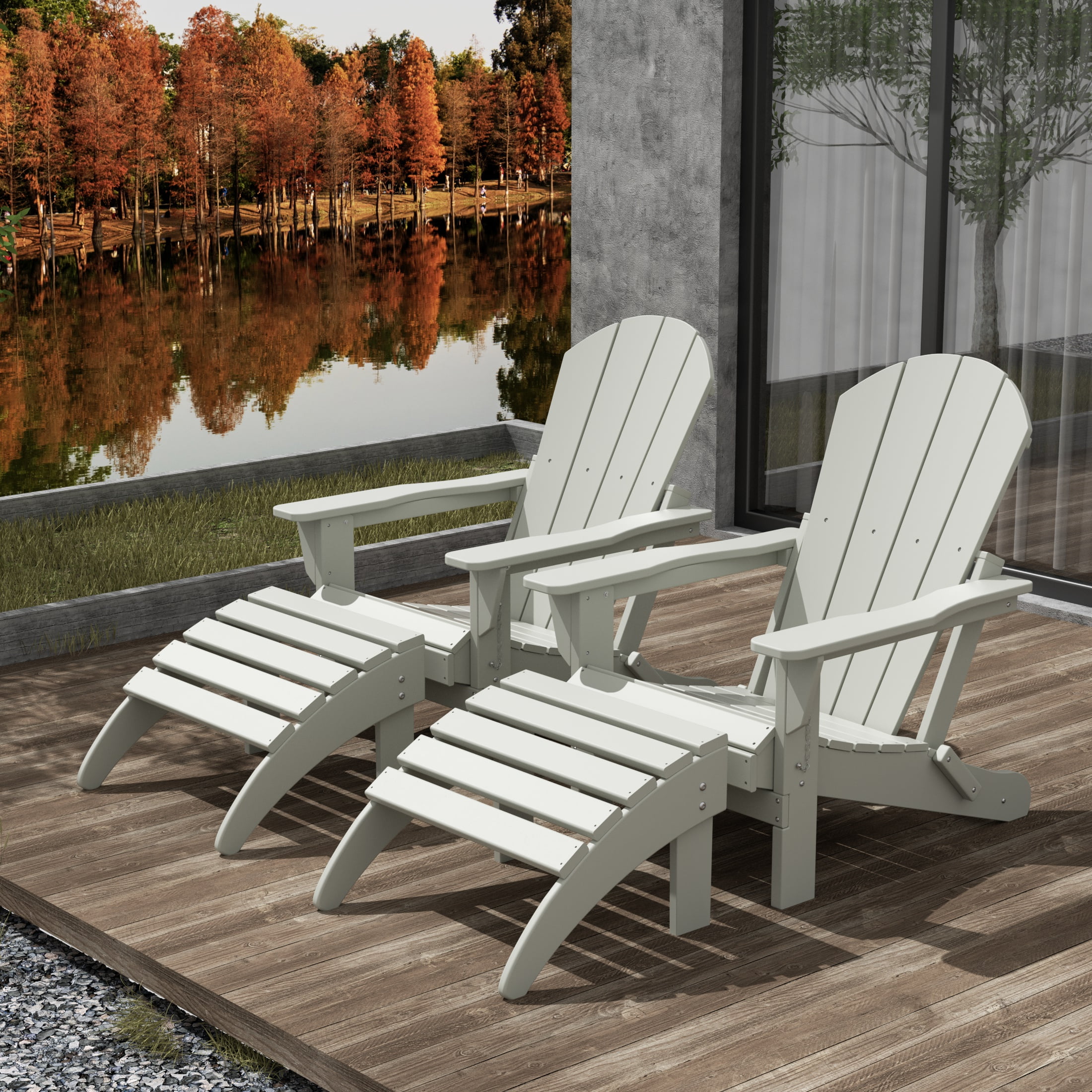 ADIRONDACK 折りたたみ チェア 2個 セット Adjustable Adirondack Chair with Retractable Footrest​