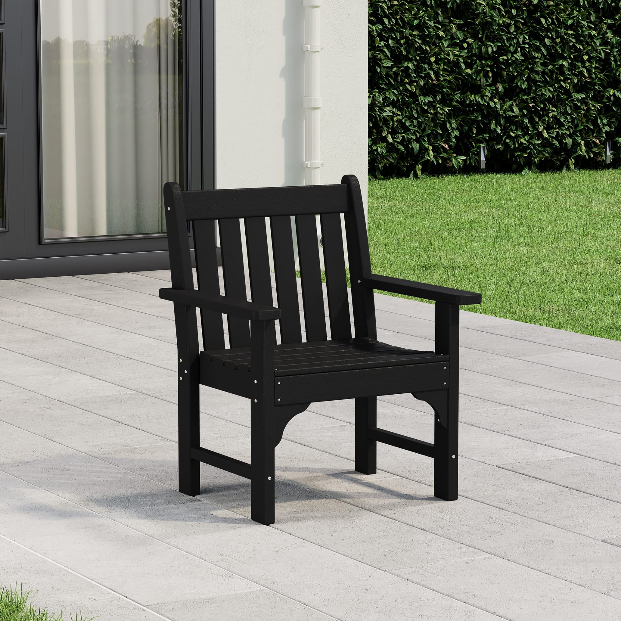 WestinTrends Malibu Outdoor Patio HDPE Adirondack Dining Arm Chair, Black