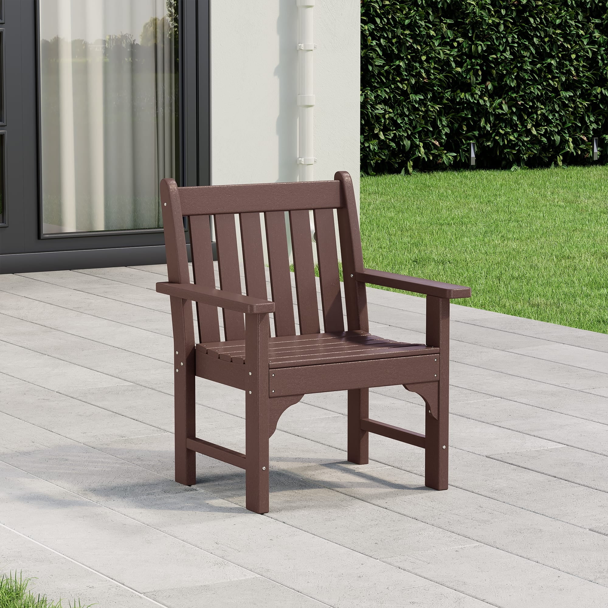 WestinTrends Malibu Outdoor Patio HDPE Adirondack Dining Arm Chair, Dark Brown