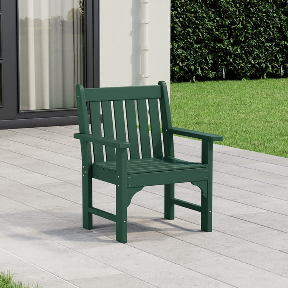 WestinTrends Malibu Outdoor Patio HDPE Adirondack Dining Arm Chair, Dark Green