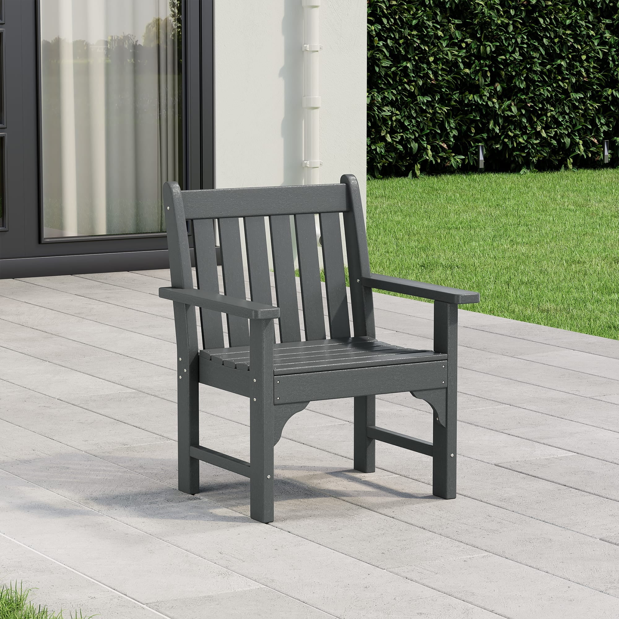 WestinTrends Malibu Outdoor Patio HDPE Adirondack Dining Arm Chair, Gray