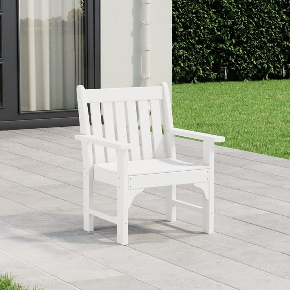 WestinTrends Malibu Outdoor Patio HDPE Adirondack Dining Arm Chair, White