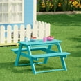 thumbnail image 1 of WestinTrends Malibu Outdoor Patio Kids HDPE Plastic Picnic Bench Table, Turquoise, 1 of 6
