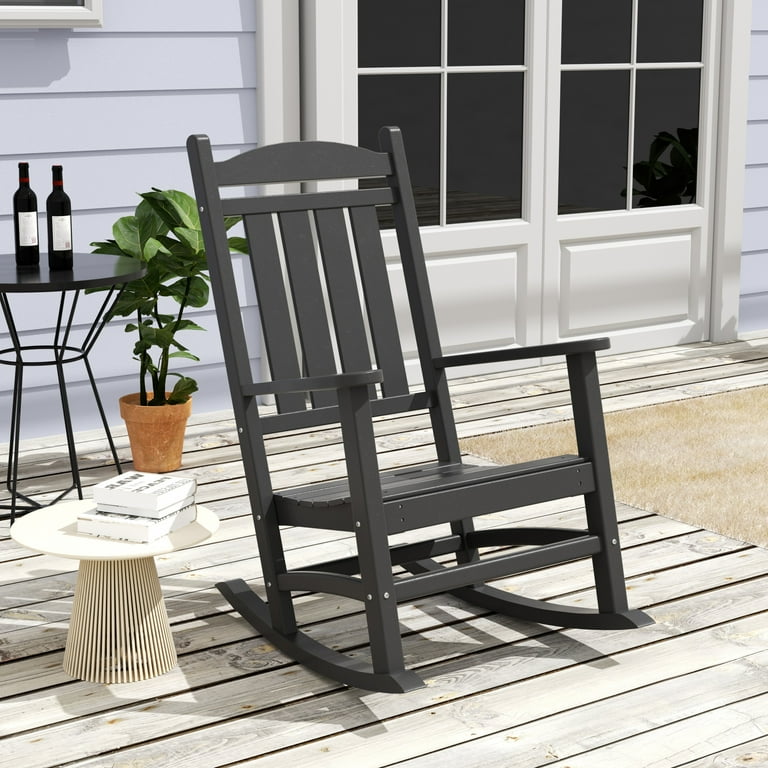 WestinTrends Malibu Outdoor Rocking Chair All Weather Poly Lumber Adirondack Rocker Chair with High Back 350 Lbs Support Patio Rocking Chair for