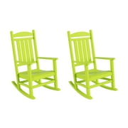 WestinTrends Malibu Outdoor Rocking Chair Set of 2, All Weather Poly Lumber Adirondack Rocker Chair with High Back, 350 Lbs Support Patio Rocking Chair for Porch Deck Garden Lawn, Lime