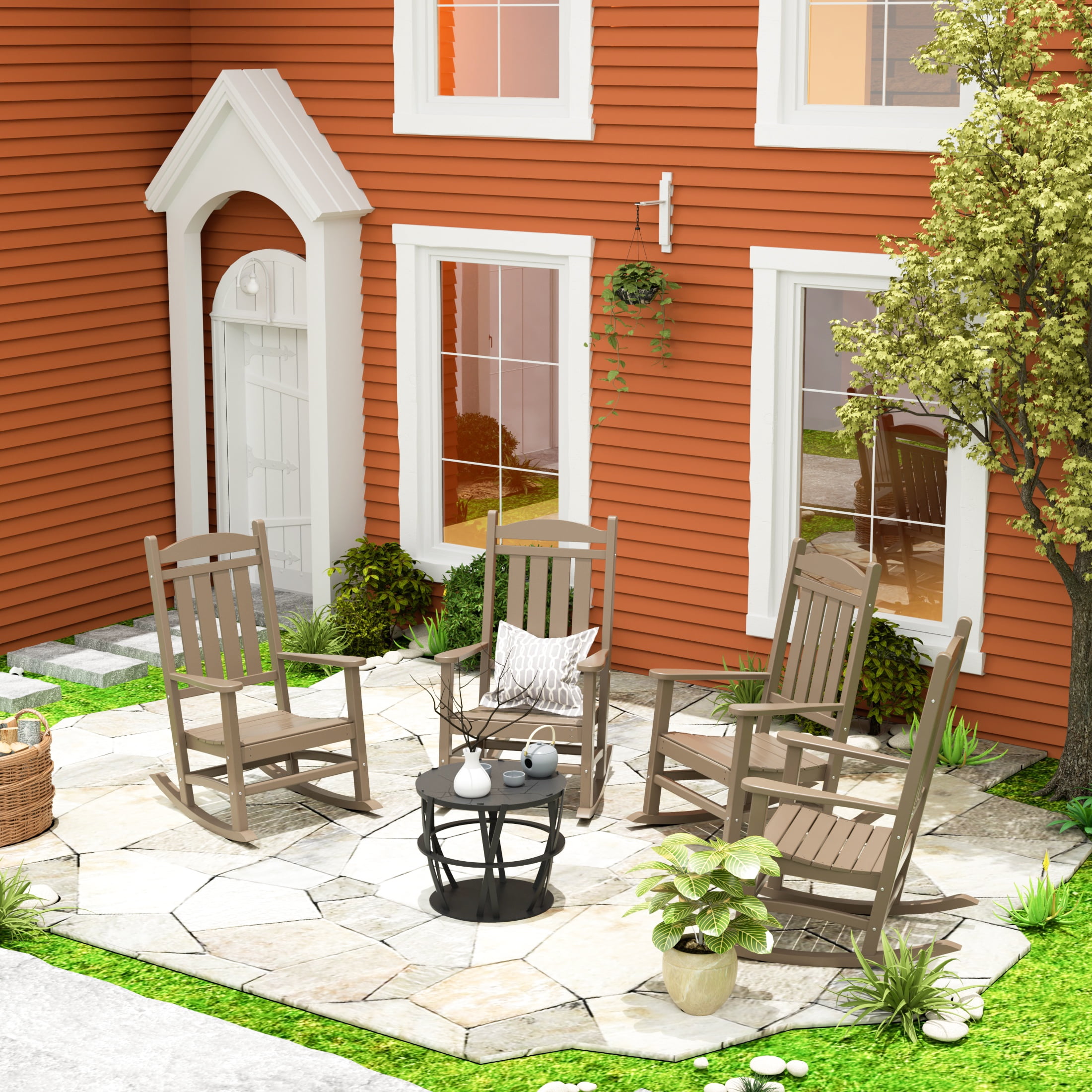 WestinTrends Malibu Adirondack Outdoor Rocking Chair Set of 4, High ...