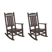 WestinTrends Malibu Outdoor Rocking Chair Set of 2, All Weather Poly Lumber Adirondack High Back 350 lbs Dark Brown HDPE material