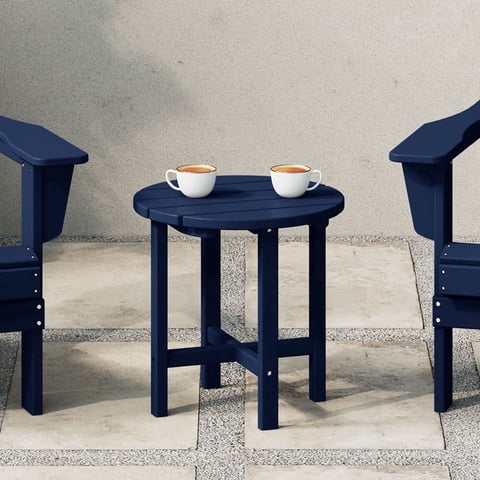 WestinTrends Malibu Outdoor Side Table – All-Weather Poly Lumber Adirondack Round Patio End Table, Navy Blue