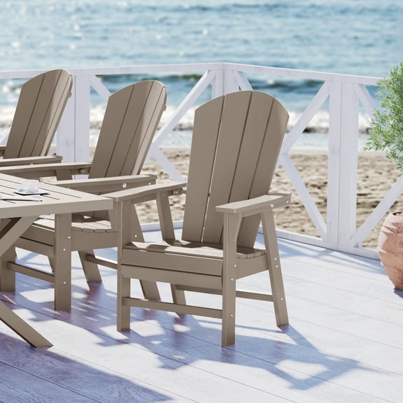 WestinTrends Malibu Adirondack Patio Dining Chairs, All-Weather Poly Lumber, Ergonomic Seat, 330-lb Capacity, Weathered Wood